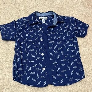 Kids Headquarters Boy’s Shark Print Short Sleeve Button Down
